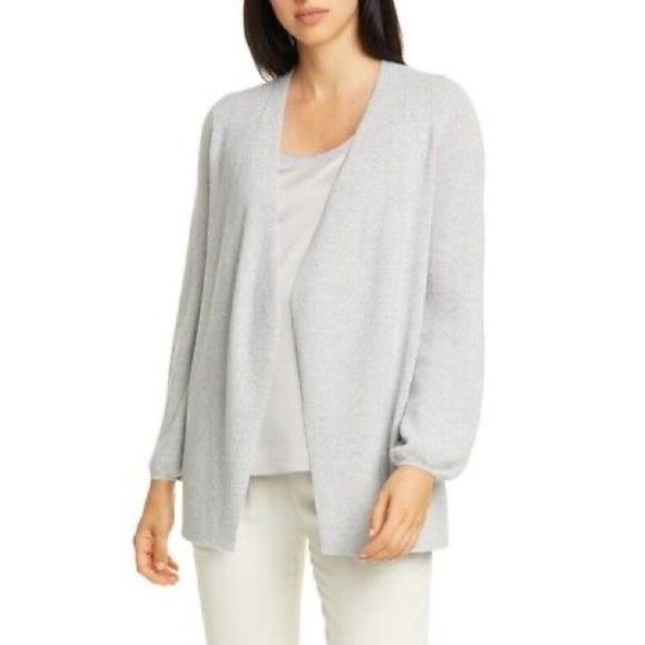 Eileen Fisher Metallic Merino Wool Open Cardigan - Picture 1 of 9